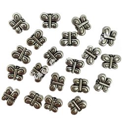 Fémköztes, lepke, platina, 10x4x8 mm, 20 db/csomag