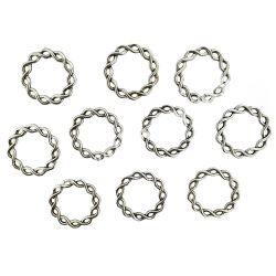 Fémköztes, fonott minta, platina, 20x2x20 mm, 10 db/csomag