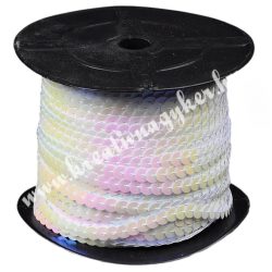 Flitter, irizáló fehér, 6 mm, 100 yard/tekercs (~91m)