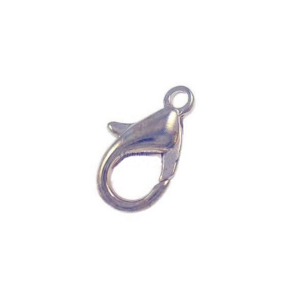 Kapocs, delfin, ezüst, 14x8 mm, 50 db/csomag
