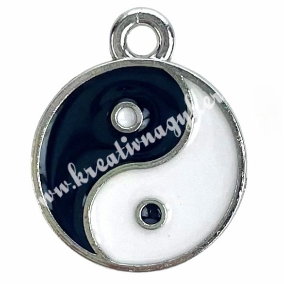 Fémmedál, yin-yang, 15x17 mm, 10 db/csomag
