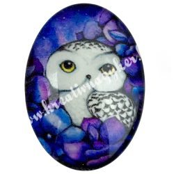   Foszforeszkáló cabochon, bagoly, lila,18x25 mm, 5 db/csomag