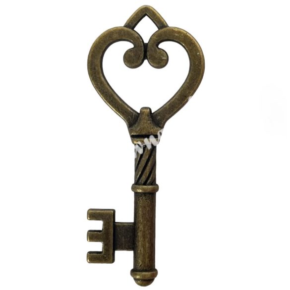 Fémmedál, kulcs, antikréz, 20x4x45 mm, 5 db/csomag