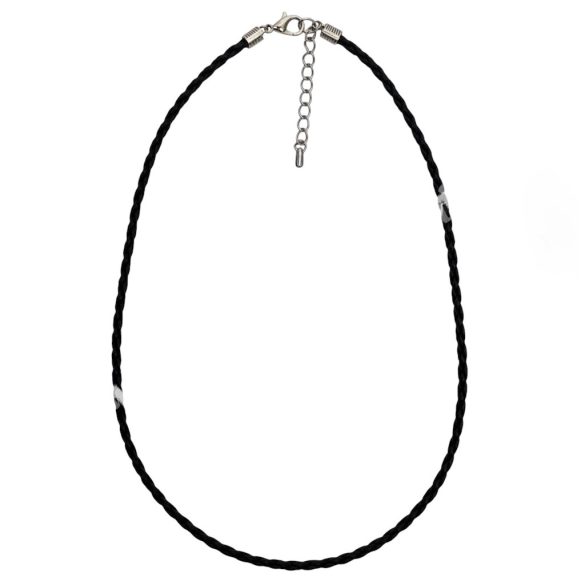 Fonott műbőr nyaklánc szerelékkel, fekete, 42 cm, 10 db/csomag