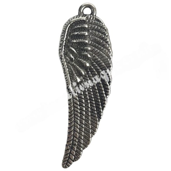 Fémmedál, angyalszárny, platina, 12x2x37 mm, 10 db/csomag