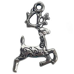 Fémmedál, szarvas, platina, 15x2x20 mm, 10 db/csomag