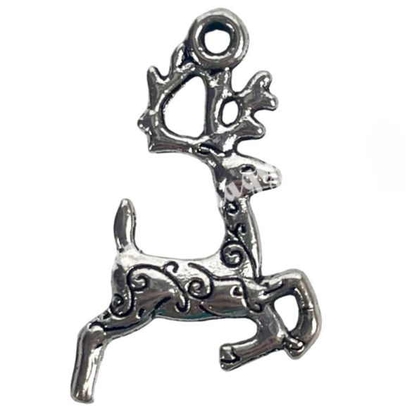 Fémmedál, szarvas, platina, 15x2x20 mm, 10 db/csomag