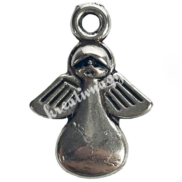 Fémmedál, angyal, platina, 13x2x18 mm, 20 db/csomag
