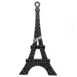   Fémmedál, Eiffel-torony, antikezüst, 37x2x70 mm, 5 db/csomag