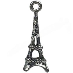 Fémmedál, Eiffel-torony, platina, 9x9x24 mm, 10 db/csomag