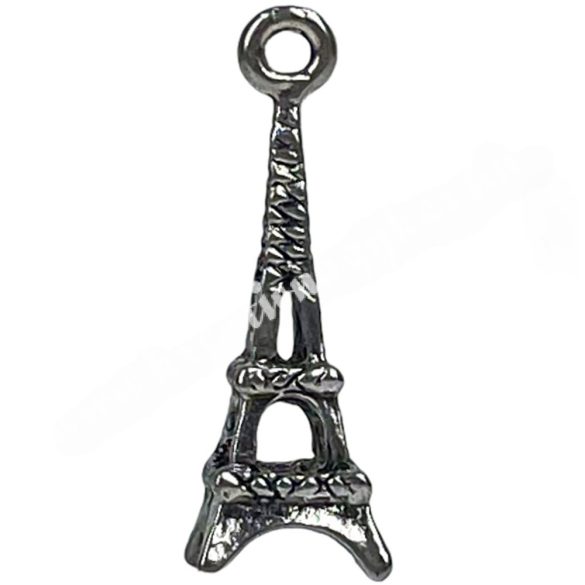Fémmedál, Eiffel-torony, platina, 9x9x24 mm, 10 db/csomag
