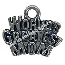   Fémmedál, World Greatest Mom, platina, 14x2x12 mm, 10 db/csomag