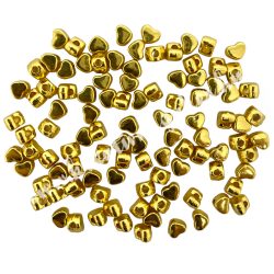 Fémköztes, szív, arany, 4x3x3 mm, 100 db/csomag