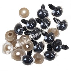   Biztonsági szem, fekete, átlátszó széllel, 12 mm, 30 db/csomag