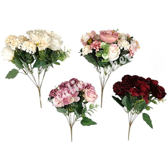  Peonia-rózsa-dália csokor, 31 cm