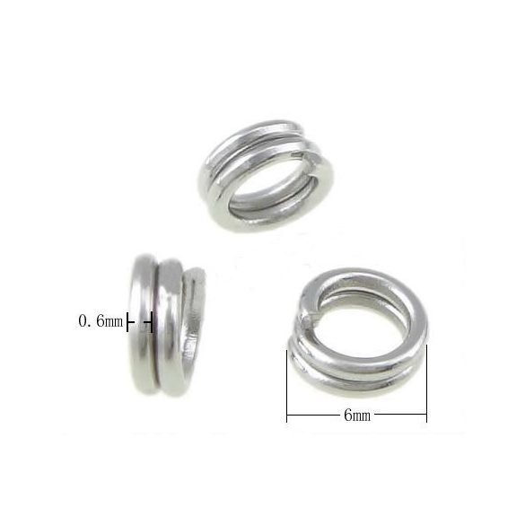 Szerelőkarika dupla, 6mm, 316L orvosi acél, 100 db/csomag