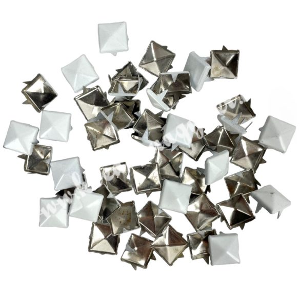 Fémszegecs, piramis, fehér, 9x5x9 mm, 50 db/csomag