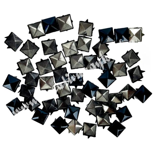 Fémszegecs, piramis, fekete, 9x5x9 mm, 50 db/csomag