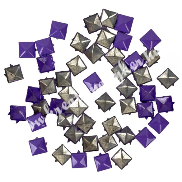 Fémszegecs, piramis, lila, 9x5x9 mm, 50 db/csomag