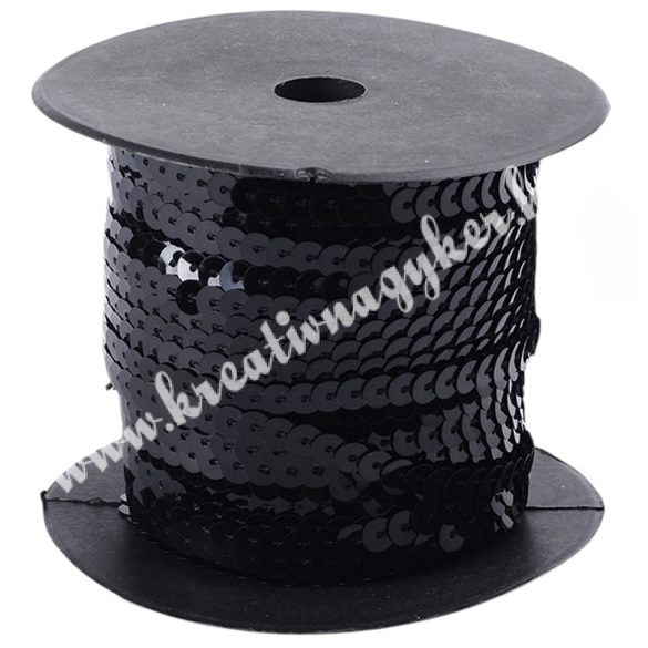 Flitter, fekete, 6 mm, 100 yard/tekercs (~91m)