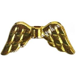 Fémmedál, angyalszárny, arany, 20x2x10 mm, 20 db/csomag