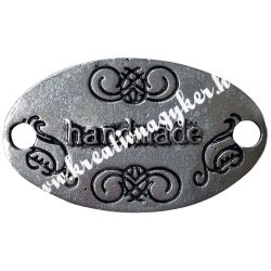 Fémmedál handmade, platina, 31x19 mm, 10 db/csomag