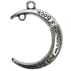 Fémmedál, hold, platina, 25x4x33 mm, 10 db/csomag