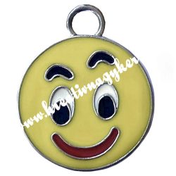 Fémmedál smiley, 18x22 mm, 5 db/csomag
