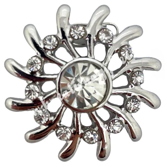Fémpatent, strasszal, virág, crystal, 25X25X11mm, db