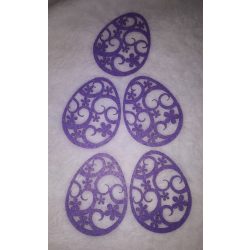 Filc virágmintás tojás, lila, 5 darab/csomag