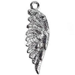 Fémmedál, angyalszárny, ezüst, 12x2x33 mm, 10 db/csomag