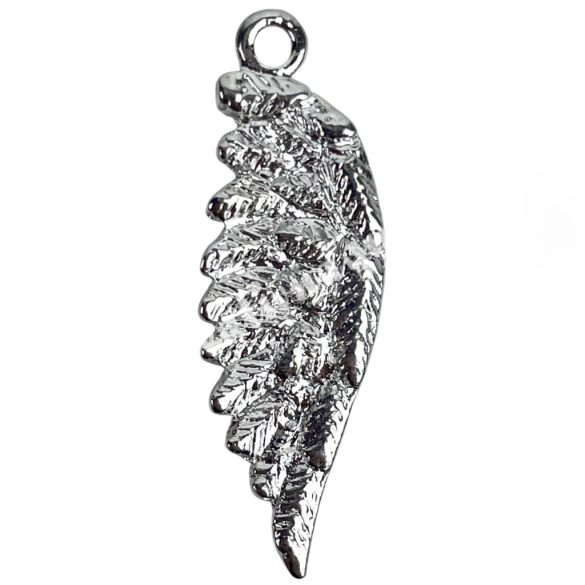 Fémmedál, angyalszárny, ezüst, 12x2x33 mm, 10 db/csomag