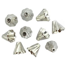 Gyöngykalap, ezüst, 12x12x13 mm, 10 db/csomag
