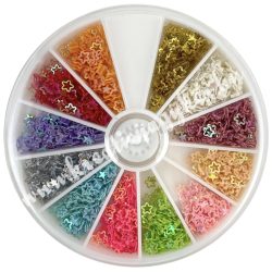 Flitter mix, csillag, 12 féle szín, 1 doboz