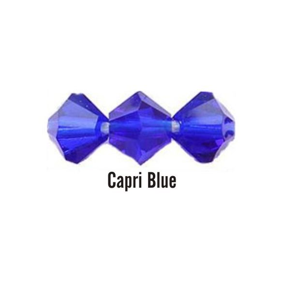 Kúpos kristálygyöngy, 3mm, capri blue, 100 db/csomag