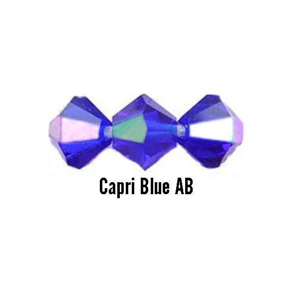 Kúpos kristálygyöngy, 3mm, capri blue AB, 100 db/csomag