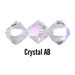 Kúpos kristálygyöngy, 3mm, crystal AB, 100 db/csomag