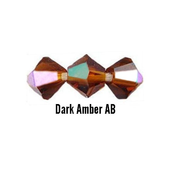 Kúpos kristálygyöngy, 3mm, dark amber AB, 100 db/csomag