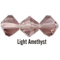 Kúpos kristálygyöngy, 3mm, light amethyst, 100 db/csomag