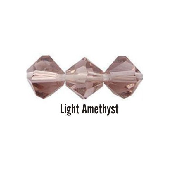 Kúpos kristálygyöngy, 3mm, light amethyst, 100 db/csomag