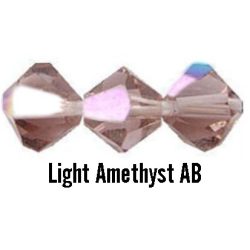   Kúpos kristálygyöngy, 4mm, light amethyst AB, 100 db/csomag