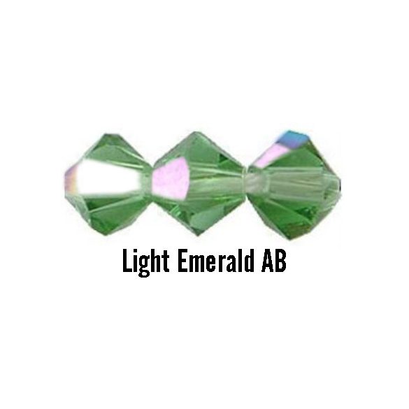 Kúpos kristálygyöngy, 3mm, light emerald AB, 100 db/csomag