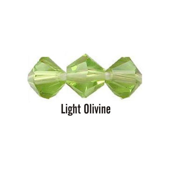 Kúpos kristálygyöngy, 3mm, light olivine, 100 db/csomag