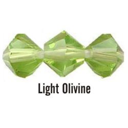Kúpos kristálygyöngy, 4mm, light olivine, 100 db/csomag