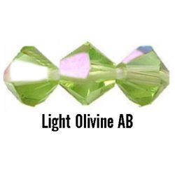   Kúpos kristálygyöngy, 3mm, light olivine AB, 100 db/csomag