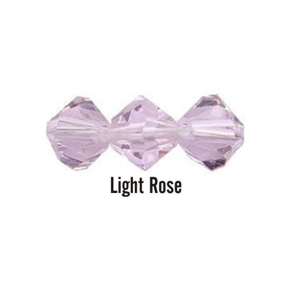 Kúpos kristálygyöngy, 3mm, light rose, 100 db/csomag
