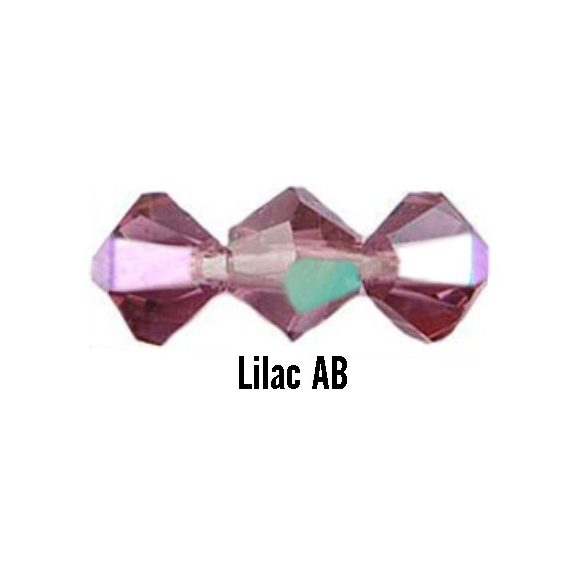 Kúpos kristálygyöngy, 4mm, lilac AB, 100 db/csomag