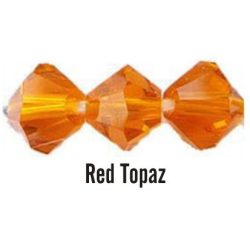 Kúpos kristálygyöngy, 4mm, red topaz, 100 db/csomag