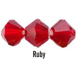 Kúpos kristálygyöngy, 4mm, ruby, 100 db/csomag