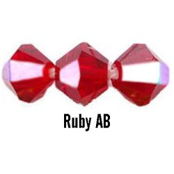 Kúpos kristálygyöngy, 3mm, ruby AB, 100 db/csomag